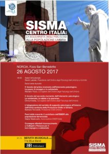 LOCANDINA EVENTO SISMA CENTRO ITALIA: LA SOLIDARIETÀ DEGLI PSICOLOGI NORCIA 26 AGOSTO 2017